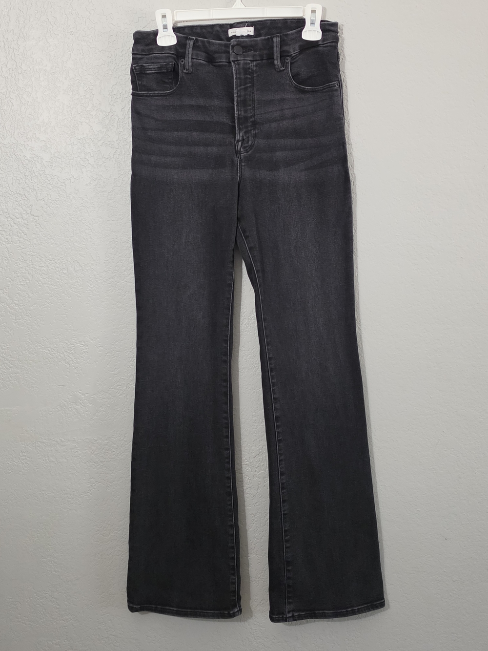 Good American Good Cowboy Bootcut Jeans Black High-Rise Flare Womens 8/29 - Picture 2 of 10